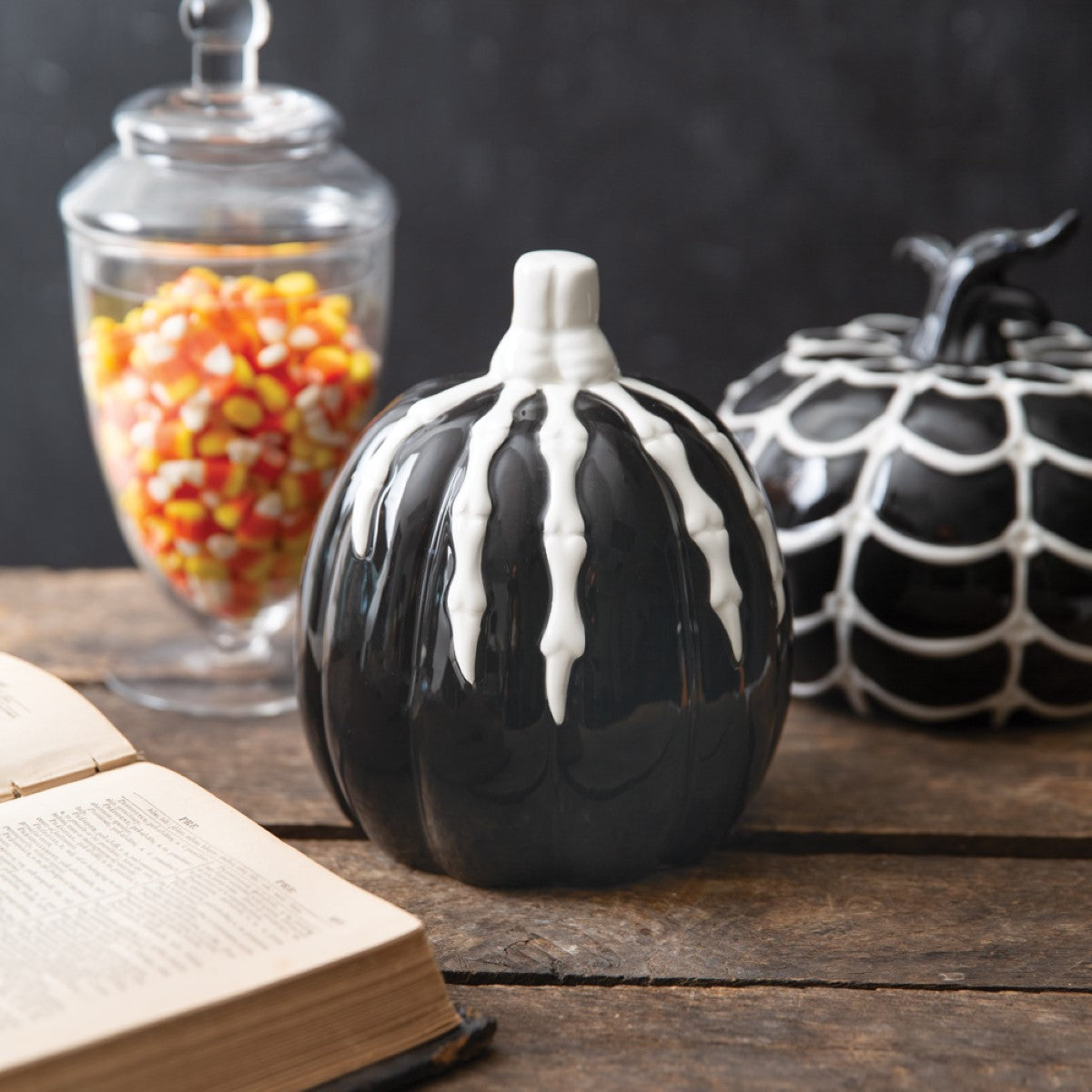 Porcelain Skeleton Pumpkin By CTW Home Collection