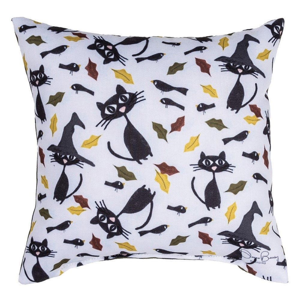 Pumpkin Spice Crows Throw Pillow 9" x 9" By Deane Beesley