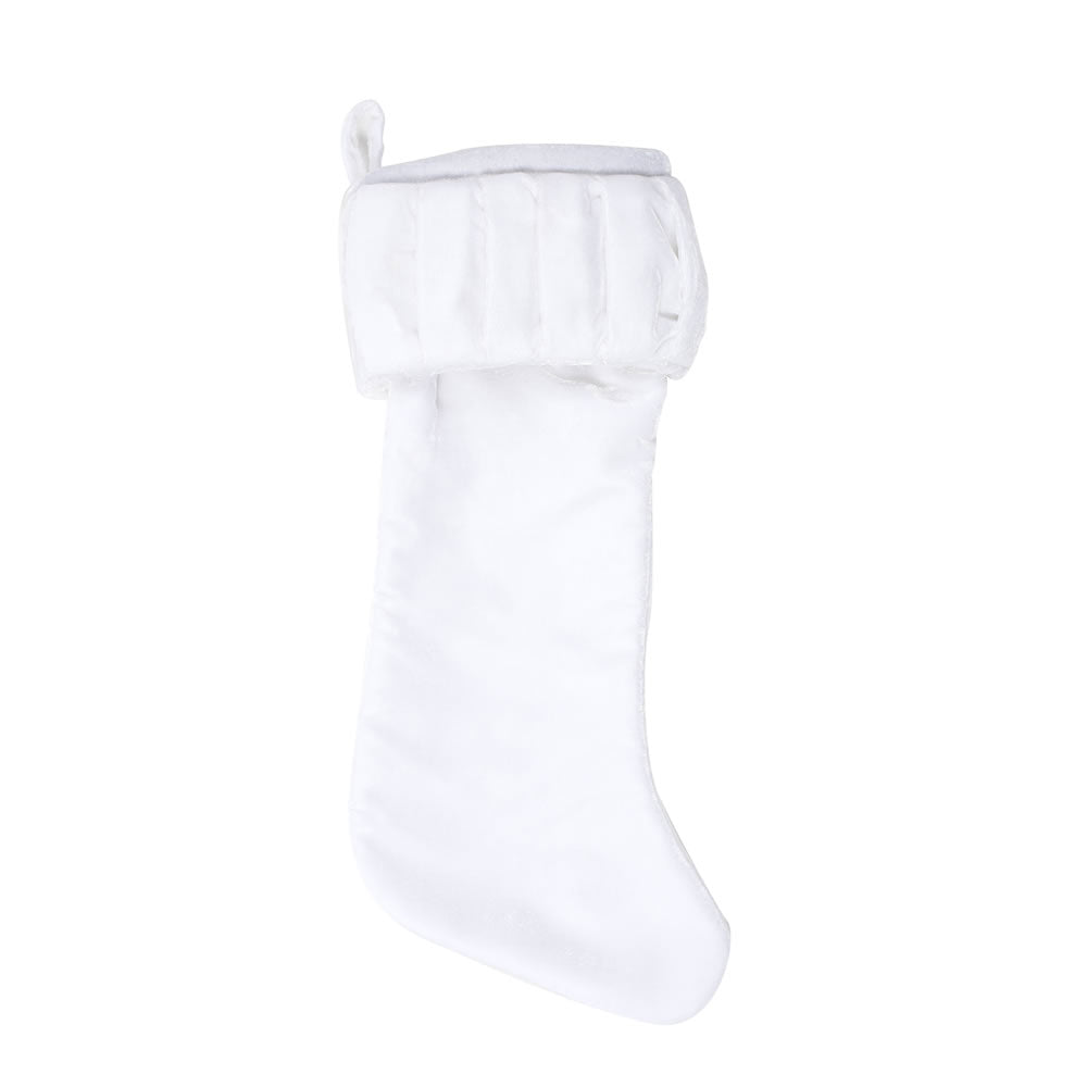 Vickerman 8" x 19" Plush Velvet Christmas Stocking, White