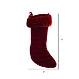 Vickerman 8" x 19" Plush Velvet Christmas Stocking