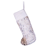 Vickerman Faux Fur Stocking, White, Snow Lynx