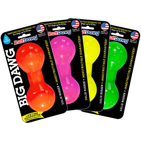 Ruff Dawg Indestructible Big Dawg Barbell Dog Toy, Assorted (2 Sizes Available)