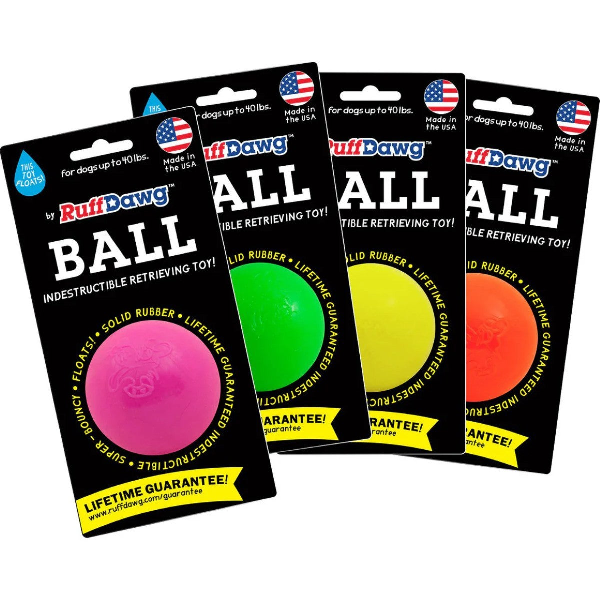 Ruff Dawg Indestructible Ball Tough Dog Chew Toy, Assorted (Multiple Sizes Available)
