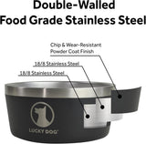Lucky Dog Indulge Double Wall Stainless Steel Dog Bowl, Lifetime Warranty (Multiple Styles Available)
