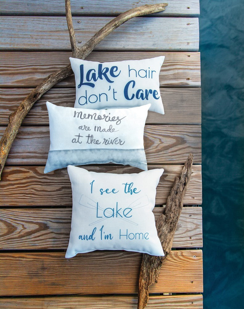 Lake Life Lake Hair Don't Care Climaweave Pillow By Manual Woodworkers & Weavers