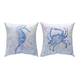 Sea Creatures With Crab Climaweave Throw Pillow 18" x 18" By Jenny Faw