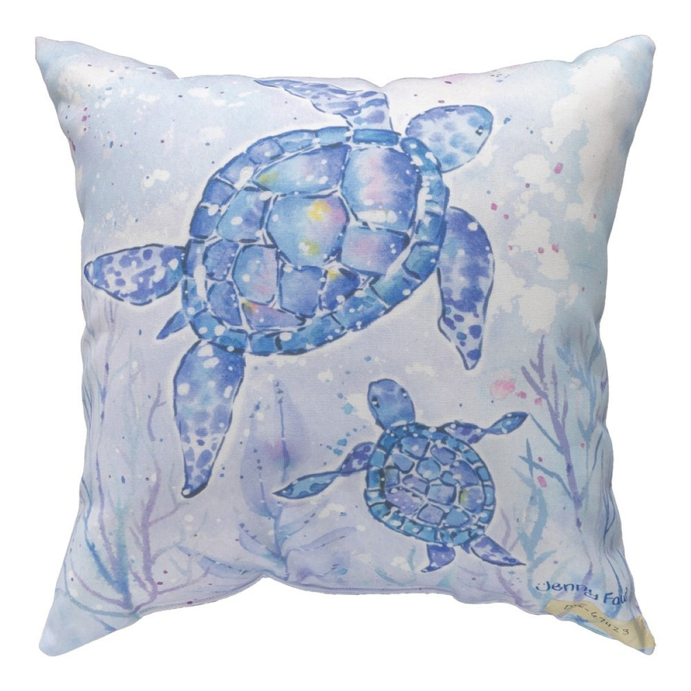 Sea Creatures With Sea Turtle Climaweave Throw Pillow 18" x 18" By Jenny Faw