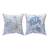 Sea Creatures With Sea Turtle Climaweave Throw Pillow 18" x 18" By Jenny Faw