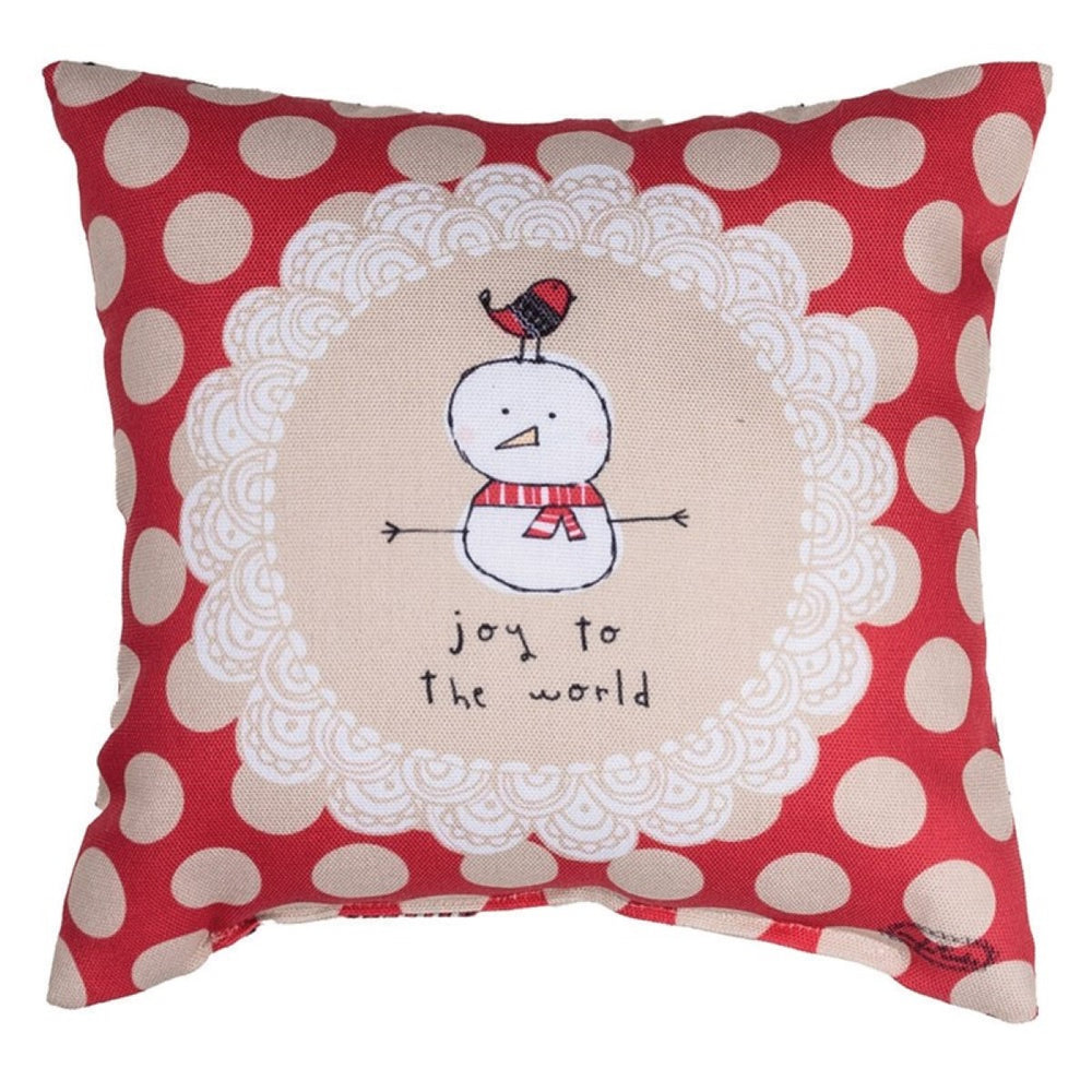 Snow Pals Joy To The World Throw Pillow 9" x 9" By Amylee Weeks
