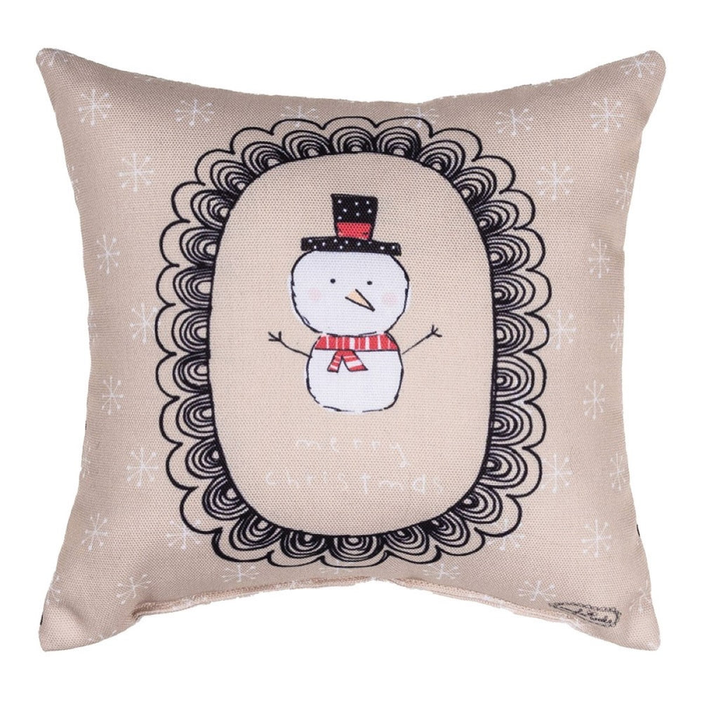 Snow Pals Merry Christmas Throw Pillow 9" x 9" By Amylee Weeks