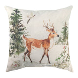 Snowy Forest Moose & Deer Climaweave Throw Pillow 18" x 18" By Susan Winget