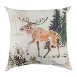 Snowy Forest Moose & Deer Climaweave Throw Pillow 18" x 18" By Susan Winget
