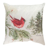 Snowy Forest Owl & Cardinal Climaweave Throw Pillow 18" x 18" By Susan Winget