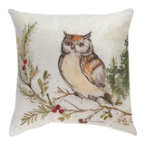 Snowy Forest Owl & Cardinal Climaweave Throw Pillow 18" x 18" By Susan Winget