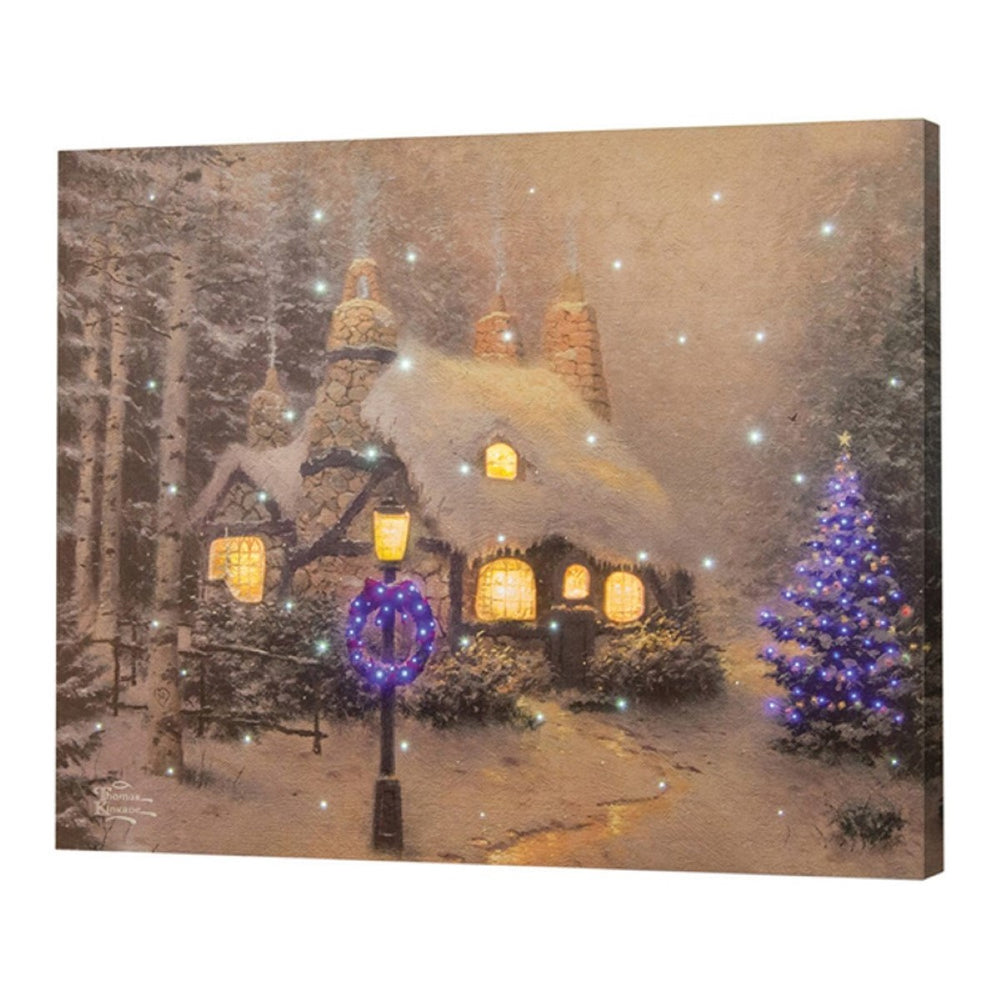 Stonehearth Hutch Fiber Optic Canvas 20" x 16" x 1" By Thomas Kinkade Studios