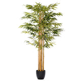 Vickerman 6' Artificial Potted Green Bamboo Tree, 6'