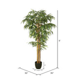 Vickerman 6' Artificial Potted Green Bamboo Tree