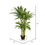 Vickerman 52" Artificial Potted Green and Yellow Fresh Touch Dracaena Tree