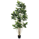 Vickerman Potted Artificial Green Rubber Tree, 7'