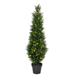 Vickerman Artificial Cedar Tree In Pot UV, 4', Warm White 3mm LED