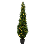Vickerman Artificial Cedar Tree In Pot UV, 6', Warm White 3mm LED