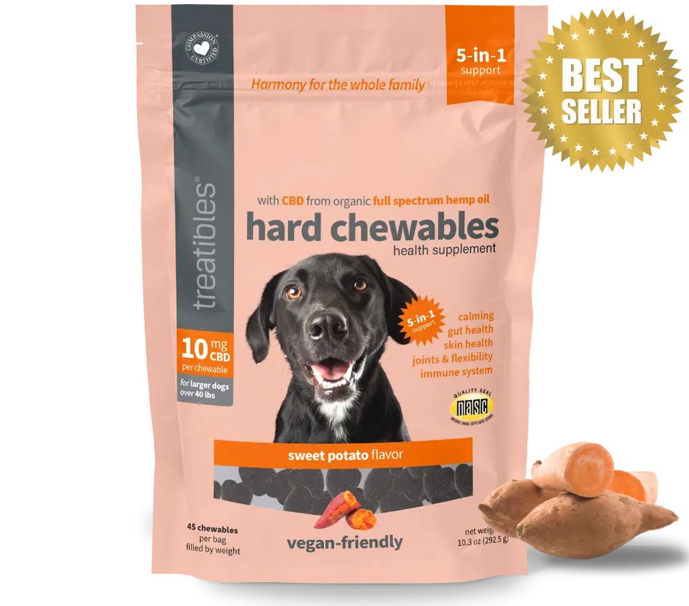 Treatibles Extra Strength with Salmon Oil 7 mg CBD for Dogs Soft Chewables