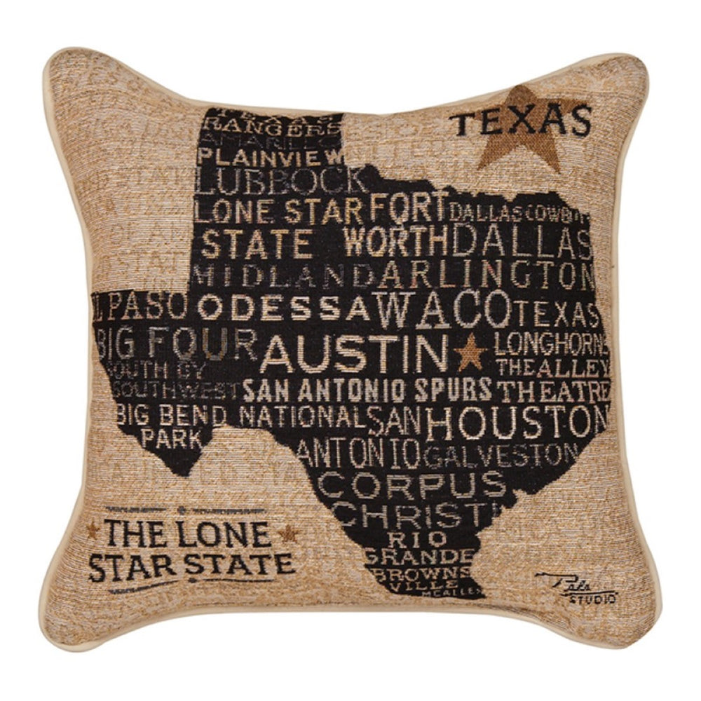 USA Texas Throw Pillow 17" x 17" By Manual Woodworkers & Weavers