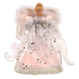 Vickerman Angel Lighted Tree Topper Fiber Optic, 12", White / Silver