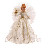 Vickerman Angel Lighted Tree Topper Fiber Optic, 18", Gold / White