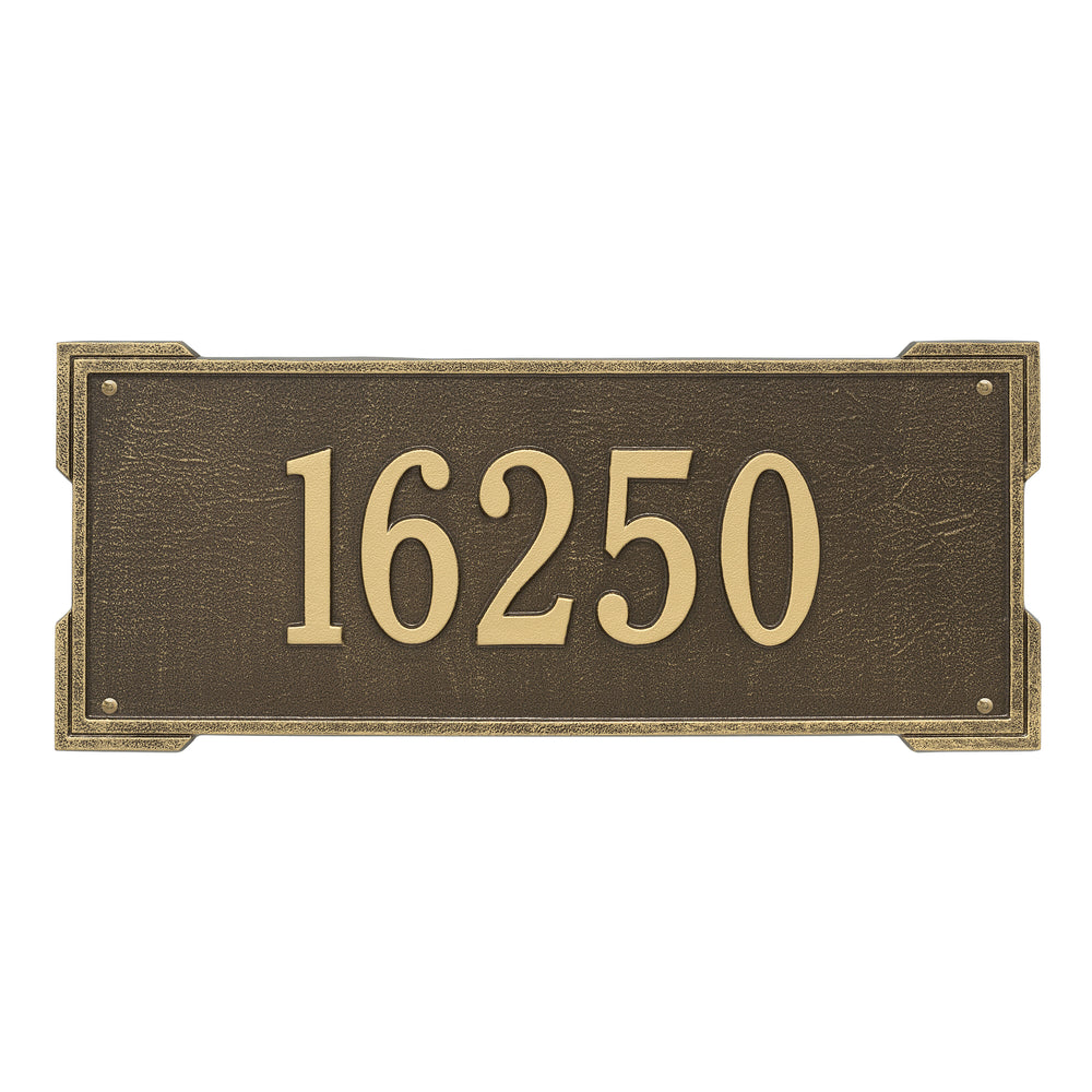 Whitehall Roanoke Estate Wall 1-Line Personalized Address Plaque - Antique Brass