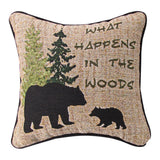 What Happens In The Wood Throw Pillow 12" x 12" By Manual Woodworkers & Weavers