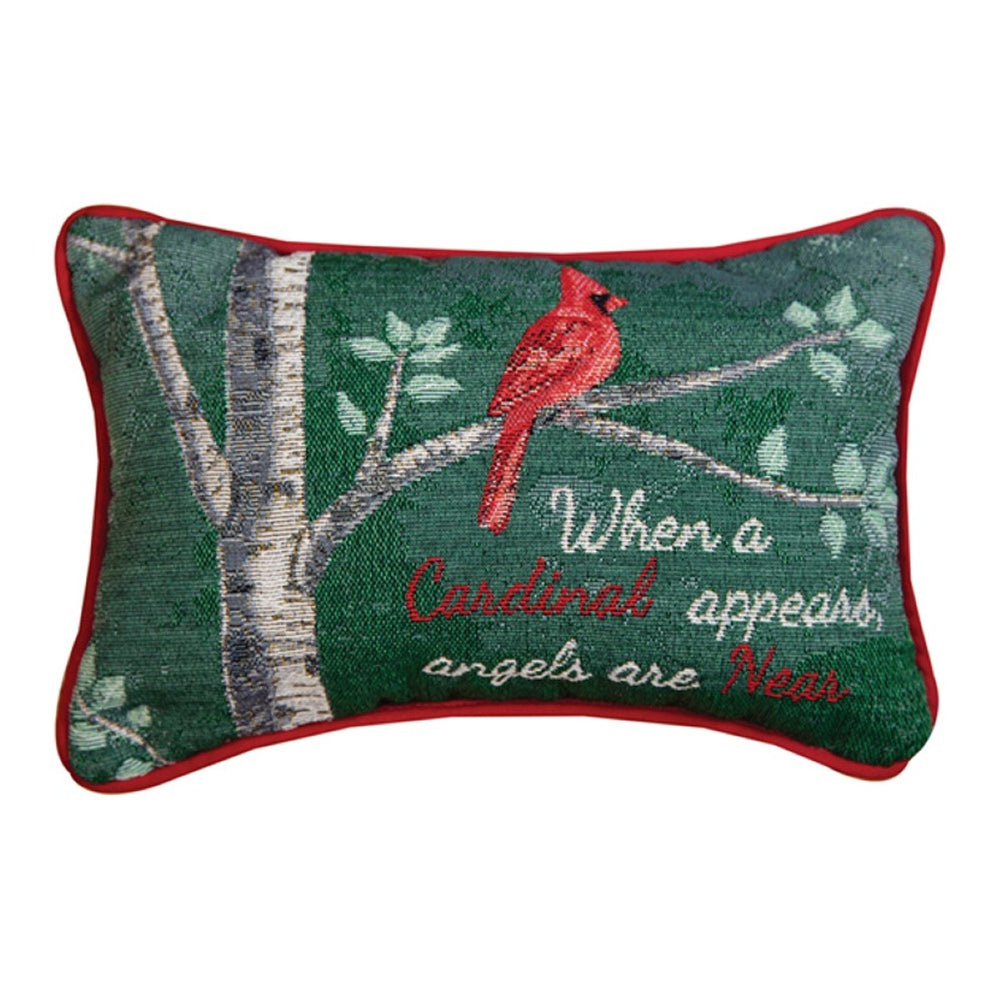 When A Cardinal Appears Word Throw Pillow 12.5" x 8" By Manual Woodworkers & Weavers