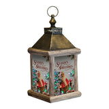 Winter Birch Santa Fiber Optic Lantern 7.5" x 7.5" x 15.5" By Manual Woodworkers & Weavers