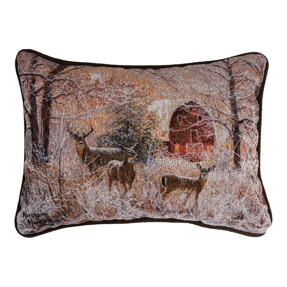 Winter Moonlight Rectangle Woven Throw Pillow 17" x 12" By Abraham Hunter