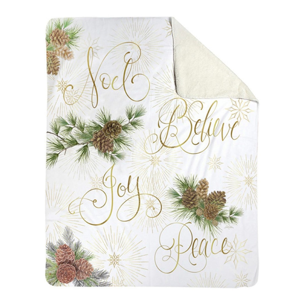 Winter Pine Sherpa Fleece Throw Blanket 50" x 60" By Nicole Tamarin