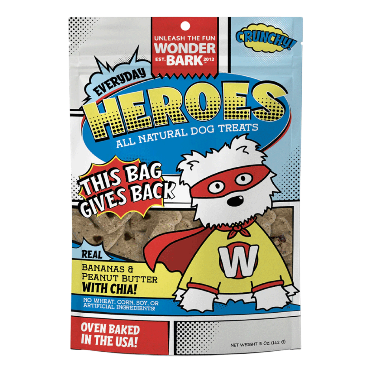 Wonder Bark Everyday Heroes Bananas & Peanut Butter Dog Treats, 5 oz