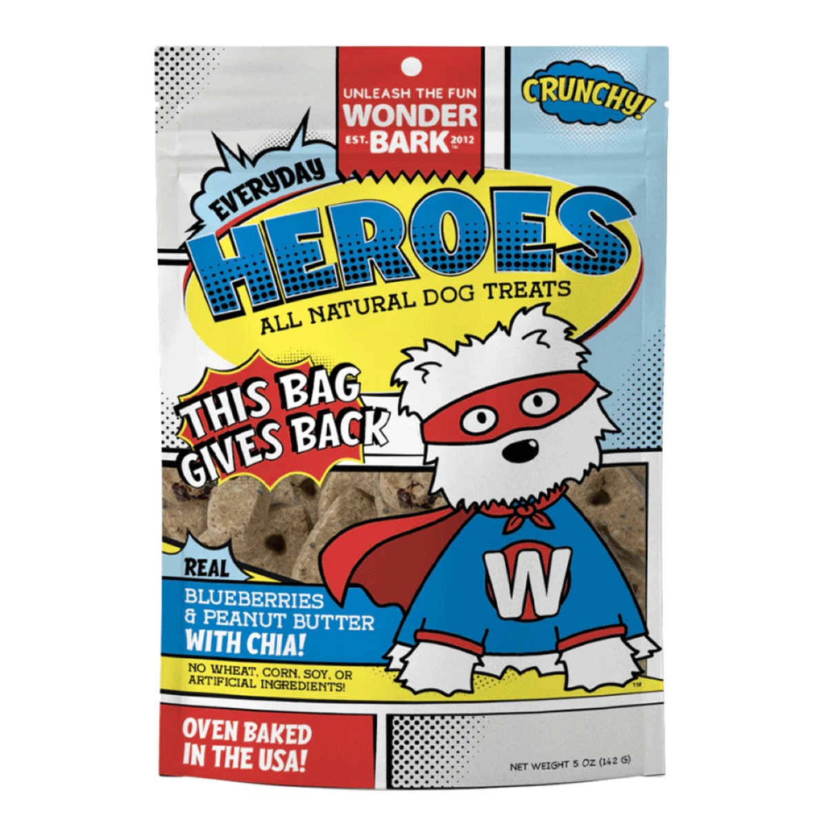 Wonder Bark Everyday Heroes Blueberry & Peanut Butter Dog Treats, 5 oz