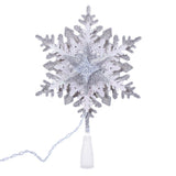 Vickerman Silver-White Snowflake Tree Topper, 13.5"