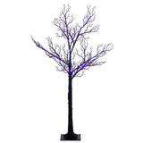 Vickerman Black Twig Halloween Tree closeup of purple and orange LED lights