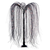 Vickerman Black Willow Twig Halloween Tree closeup of purple and orange LED dot lights