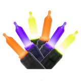 Vickerman 50-Light T5 Mini LED Christmas Light Set, 16', Orange/Purple/Lime