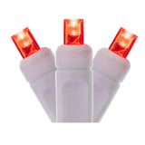 Vickerman Wide Angle LED Christmas Light Set, White Wire, 100 Lights, 34', Red