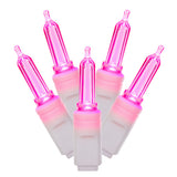 Vickerman Italian Mini LED Christmas Light Set, White Wire, 100 Lights, 34', Pink