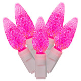 Vickerman C6 LED Christmas Light Set, White Wire, 100 Lights, 34', Pink