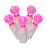 Vickerman G12 Berry LED Christmas Light Set, White Wire, 100 Lights, 34', Pink