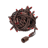 Vickerman 50-Light Stretchable Coaxial Wide Angle LED Christmas Light Set, Brown Wire, Red