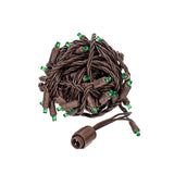 Vickerman 50-Light Stretchable Coaxial Wide Angle LED Christmas Light Set, Brown Wire, Green
