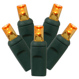 Vickerman Wide Angle LED Christmas Light Set, Green Wire, 50 Lights, 25', Orange