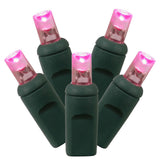 Vickerman 70-Light Wide Angle LED Christmas Light Set, 35', Green Wire, Pink, Wide Angle