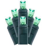 Vickerman Wide Angle LED Christmas Light Set, Green Wire, 50 Lights, 25', Lime